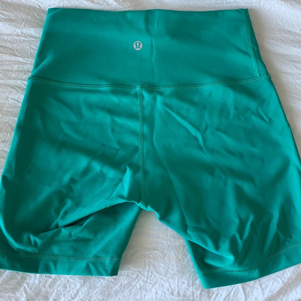 Green lululemon biker shorts